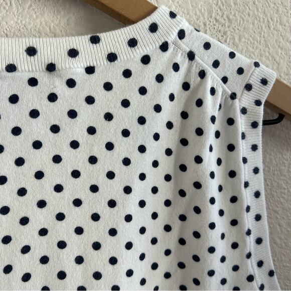 J Crew Polka Dot White Blue Preppy Feminine Small - Picture 6 of 6
